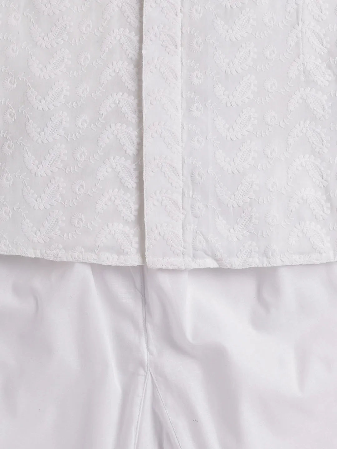 Jashvi Boys White Pure Cotton Kurta Pyjama Set