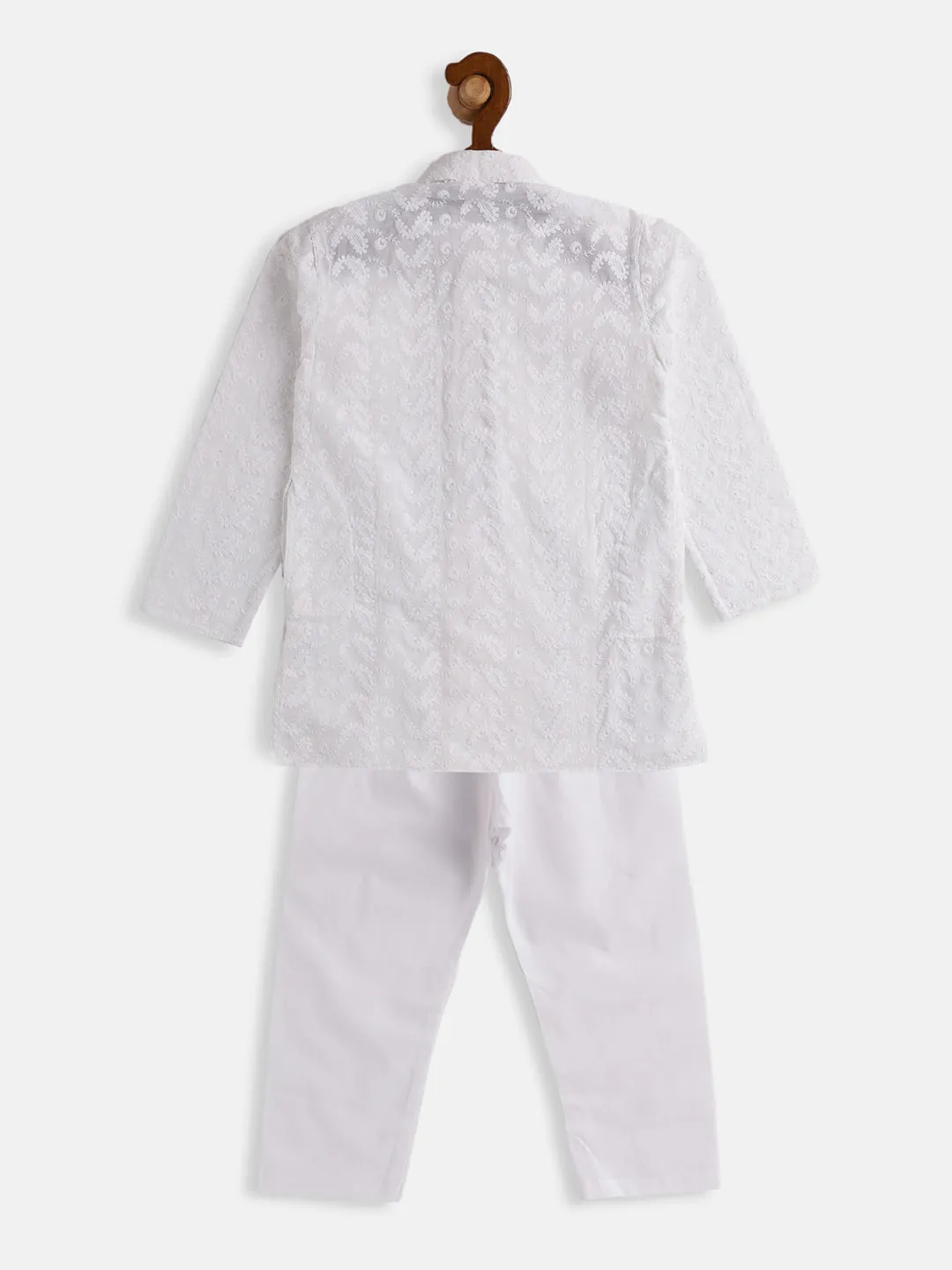 Jashvi Boys White Pure Cotton Kurta Pyjama Set