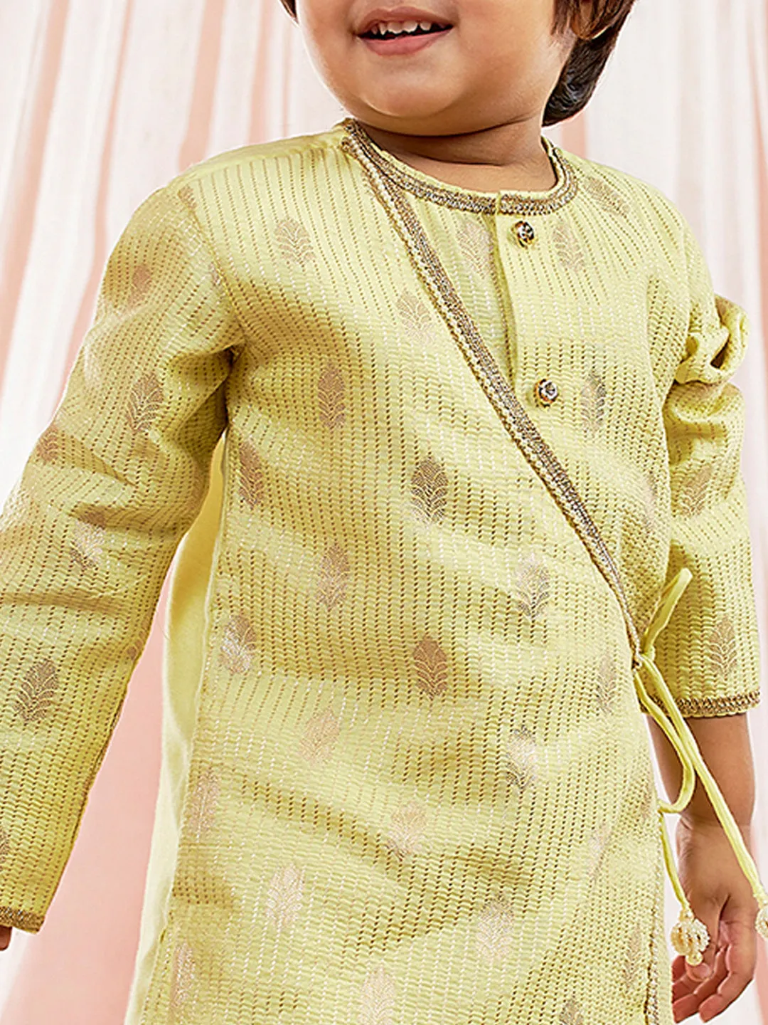 Jashvi Infant Boys Mint Green Silk Blend Kurta and Dhoti Set