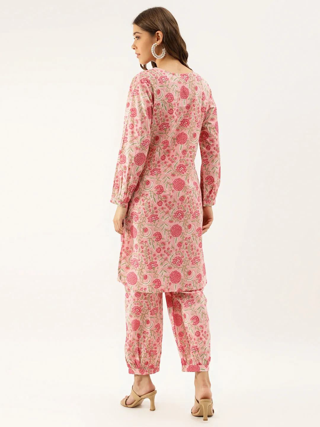 Jashvi Pink Floral Print Cotton Co-ord set