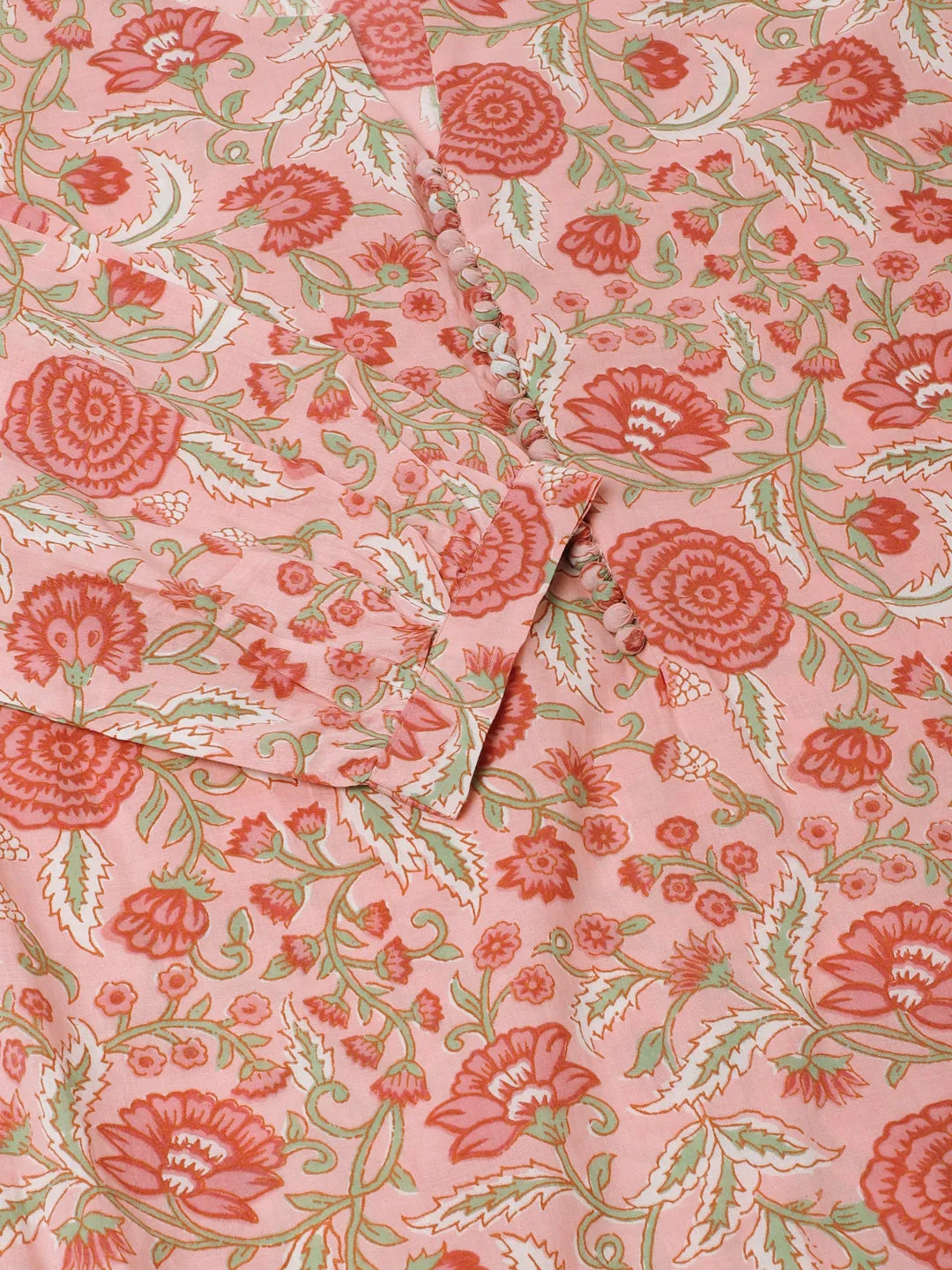 Jashvi Pink Floral Print Cotton Co-ord set