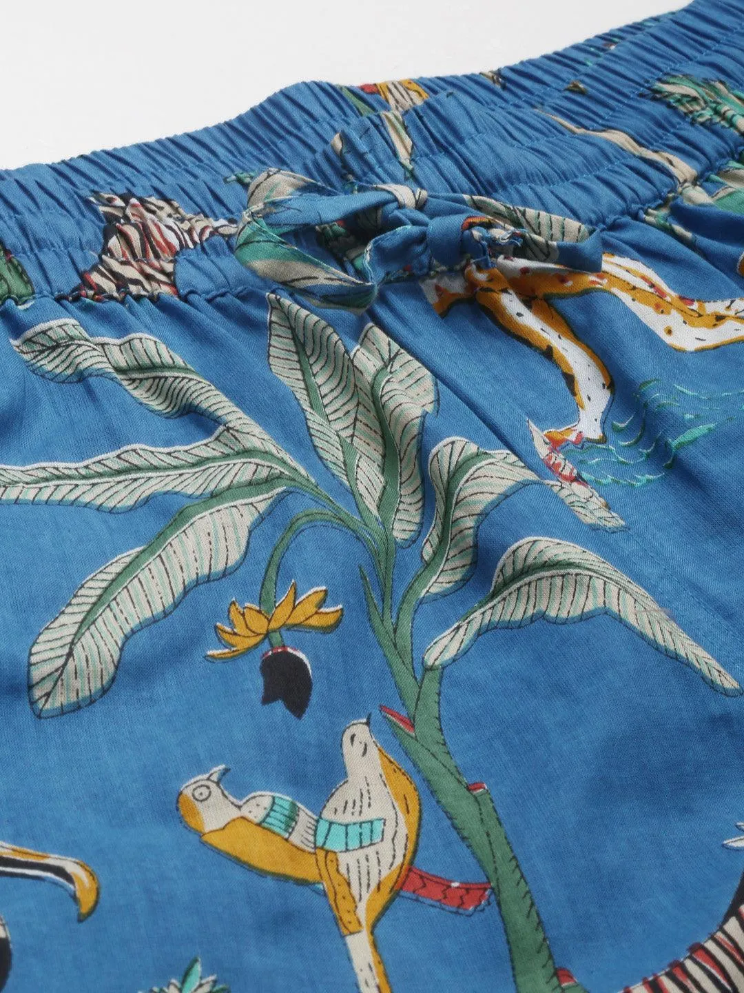 Jashvi Teal blue Cotton Quirky Print Night suit