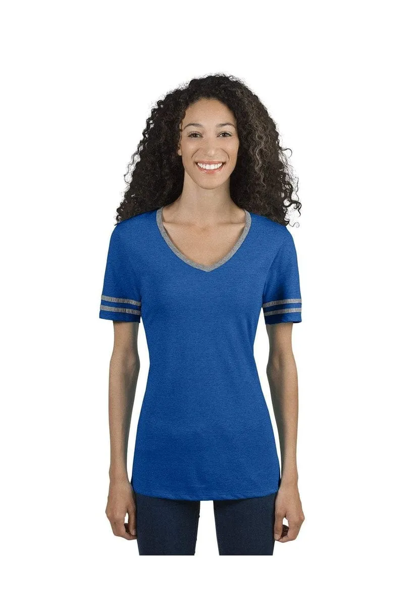 Jerzees 602WVR: Ladies' 4.5 oz. TRI-BLEND Varsity V-Neck T-Shirt