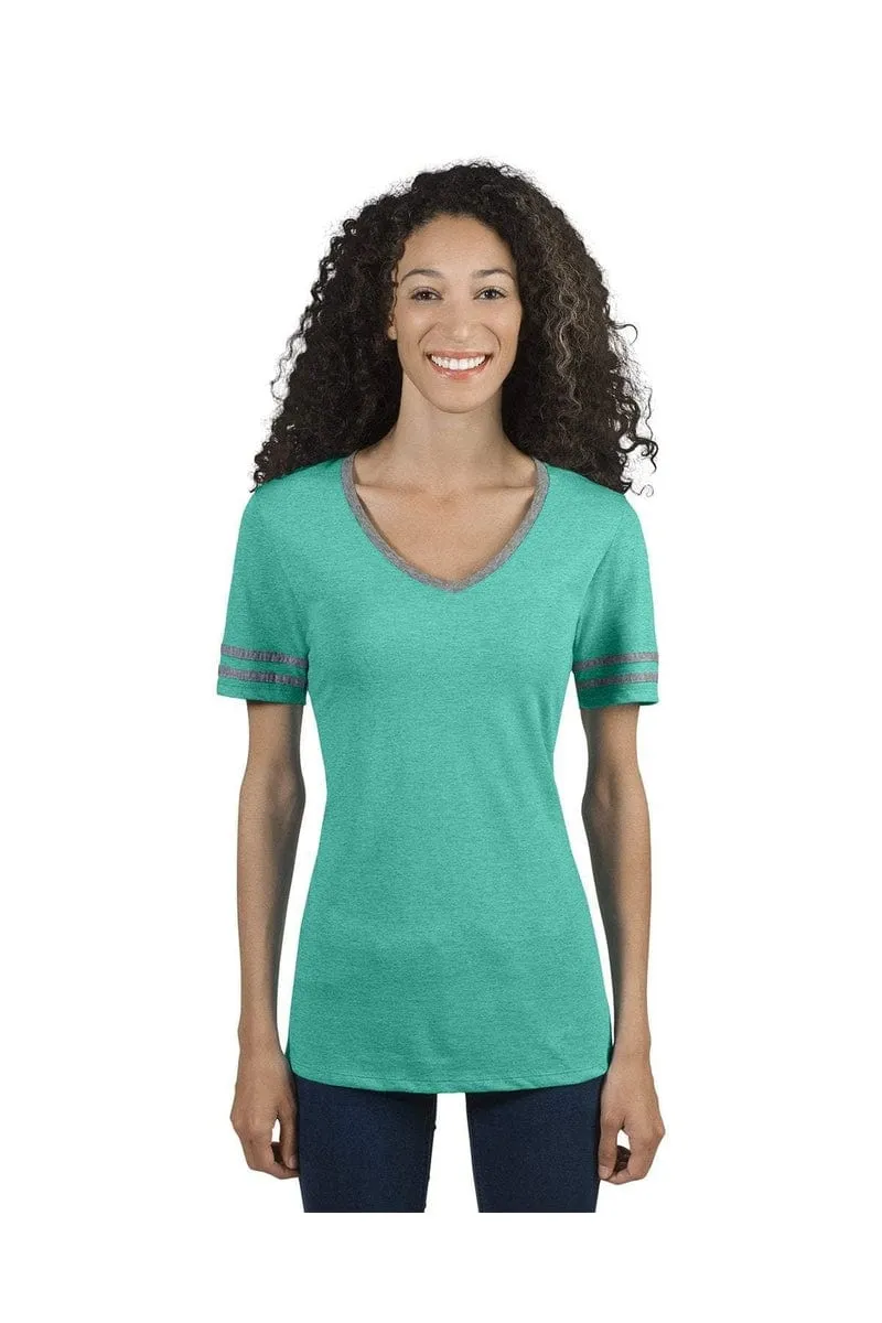 Jerzees 602WVR: Ladies' 4.5 oz. TRI-BLEND Varsity V-Neck T-Shirt