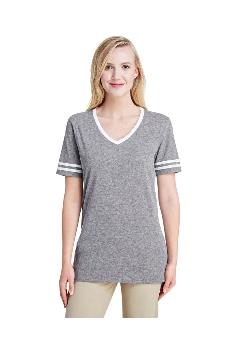 Jerzees 602WVR: Ladies' 4.5 oz. TRI-BLEND Varsity V-Neck T-Shirt