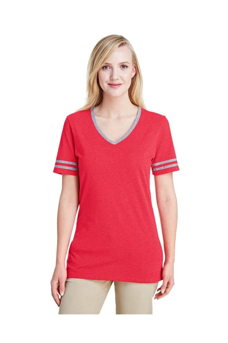 Jerzees 602WVR: Ladies' 4.5 oz. TRI-BLEND Varsity V-Neck T-Shirt