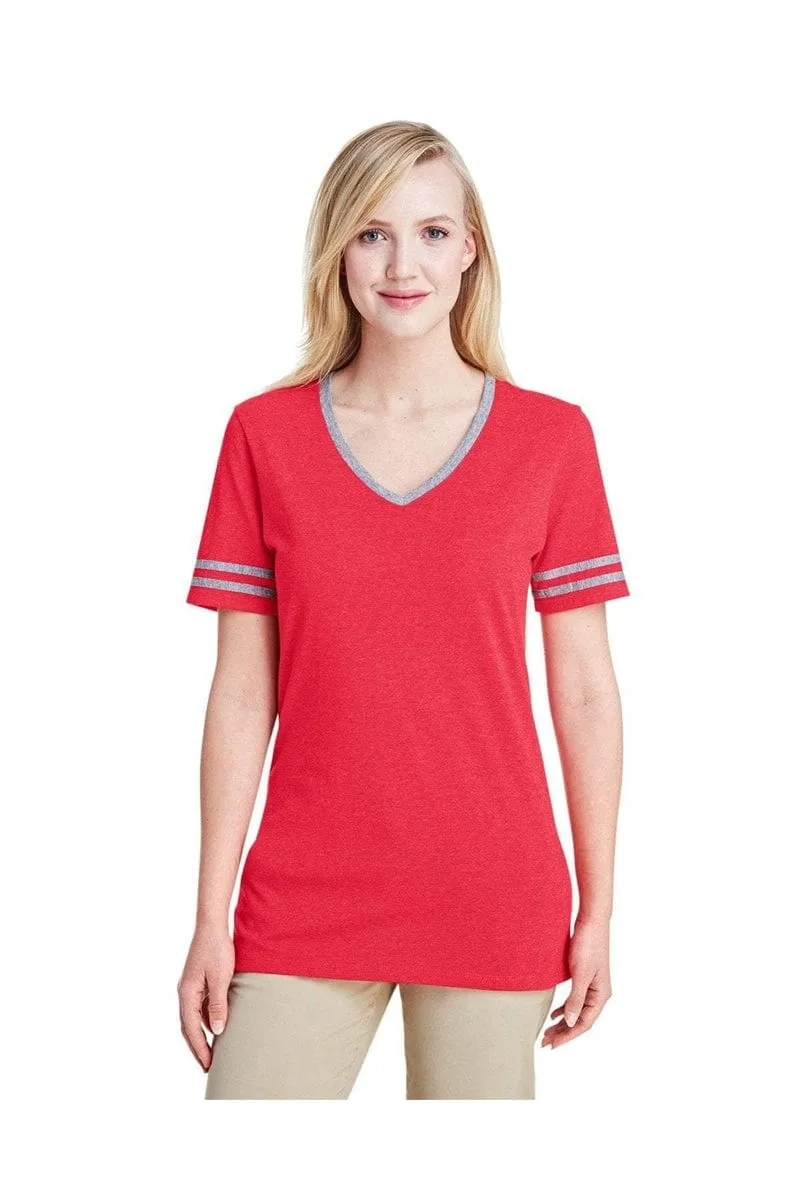 Jerzees 602WVR: Ladies' 4.5 oz. TRI-BLEND Varsity V-Neck T-Shirt