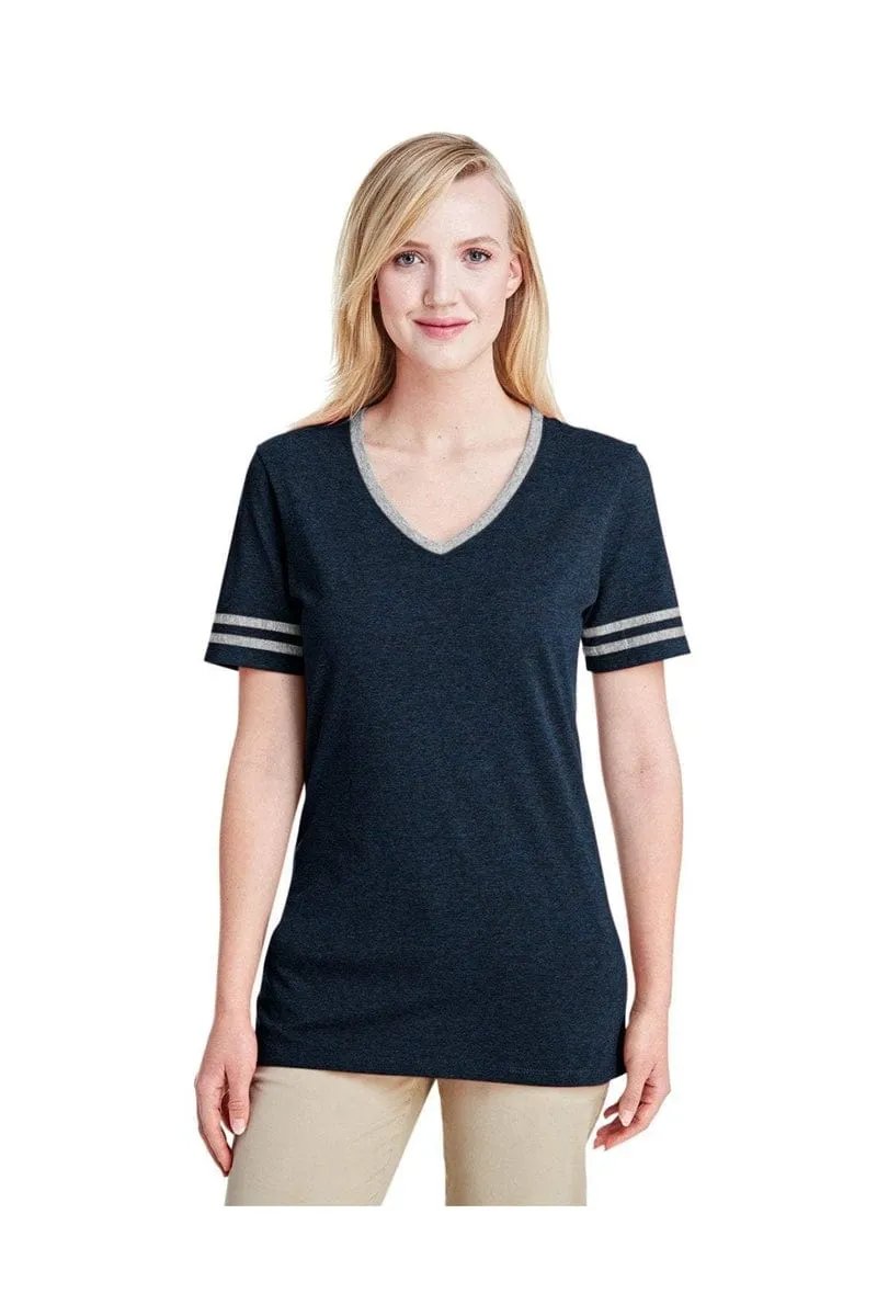 Jerzees 602WVR: Ladies' 4.5 oz. TRI-BLEND Varsity V-Neck T-Shirt