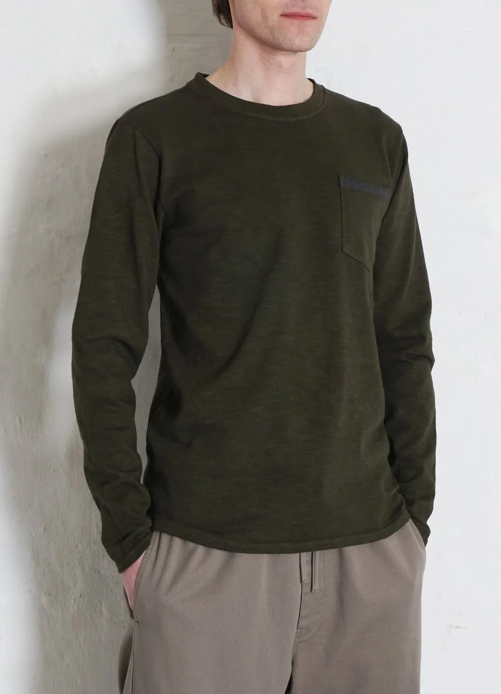 JONES | Long Sleeve Crew Neck Pocket T | Seaweed