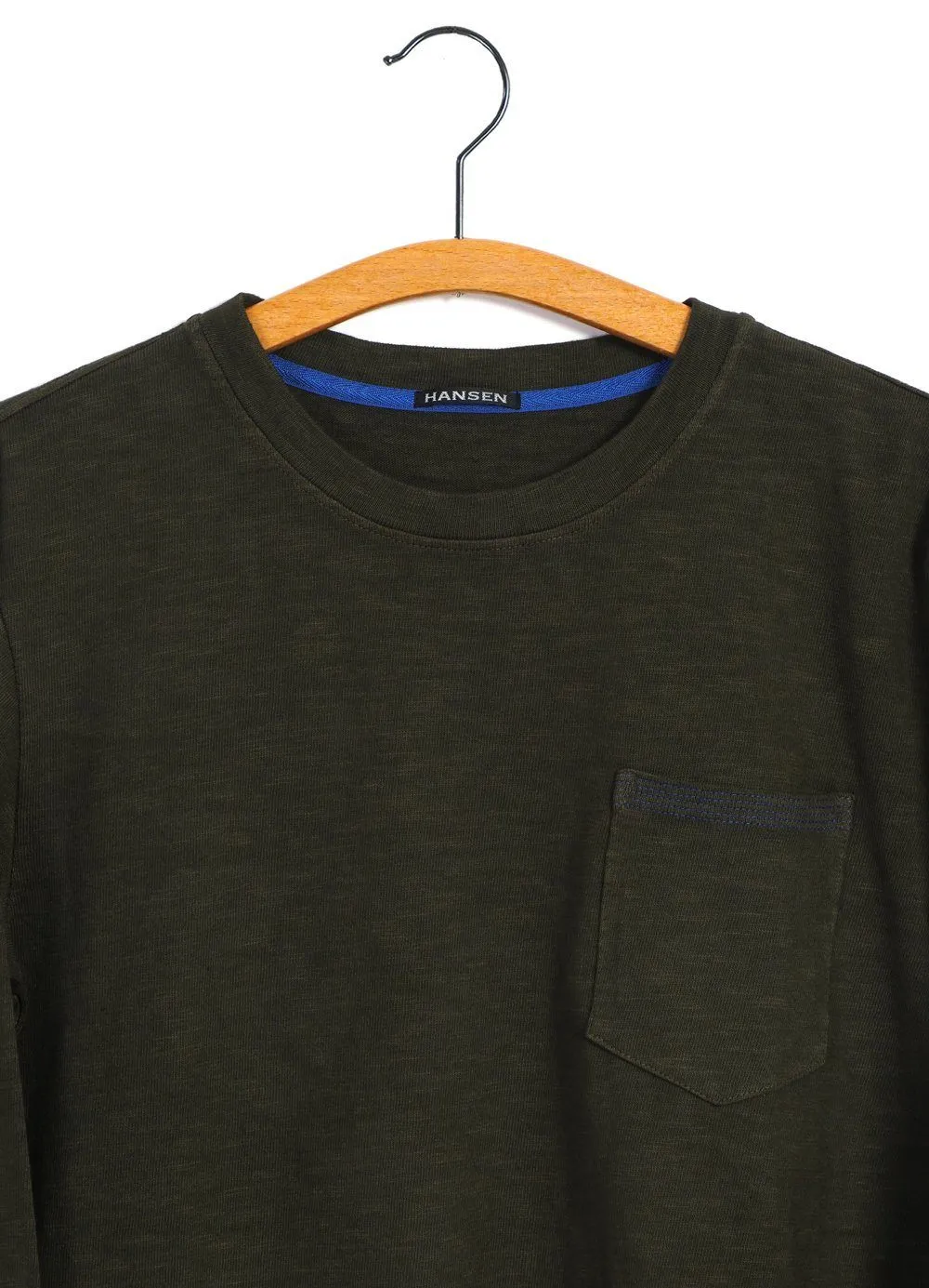 JONES | Long Sleeve Crew Neck Pocket T | Seaweed