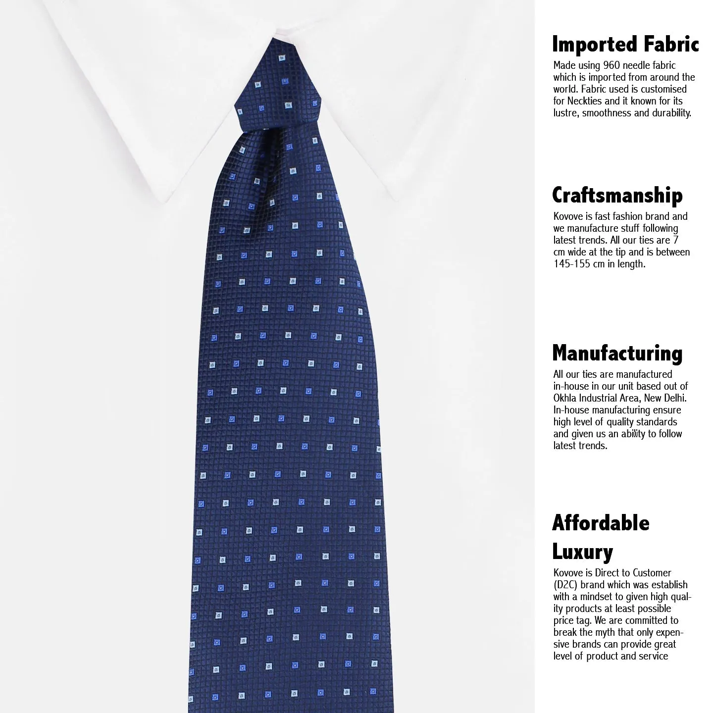 Kovove The Blue Treat Checkered Neck Tie For Men