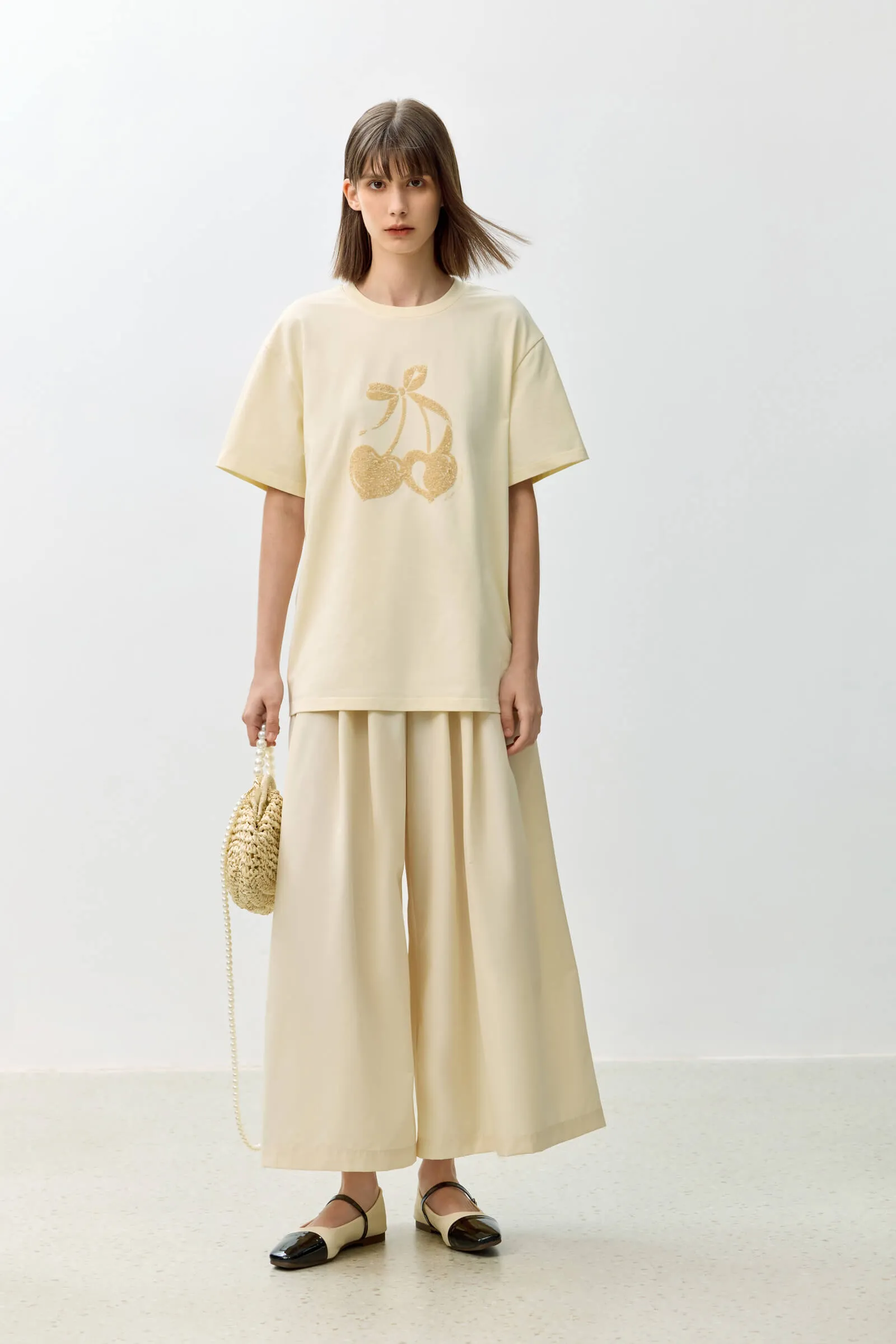 LILY Heart Cherry Bowknot Short Sleeve T-Shirt