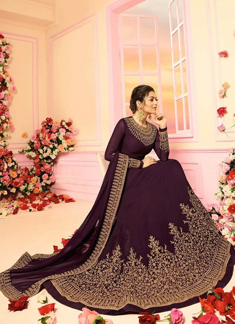 Magenta With Traditional Embroidered Detail Designer Kalidar Anarkali Suit