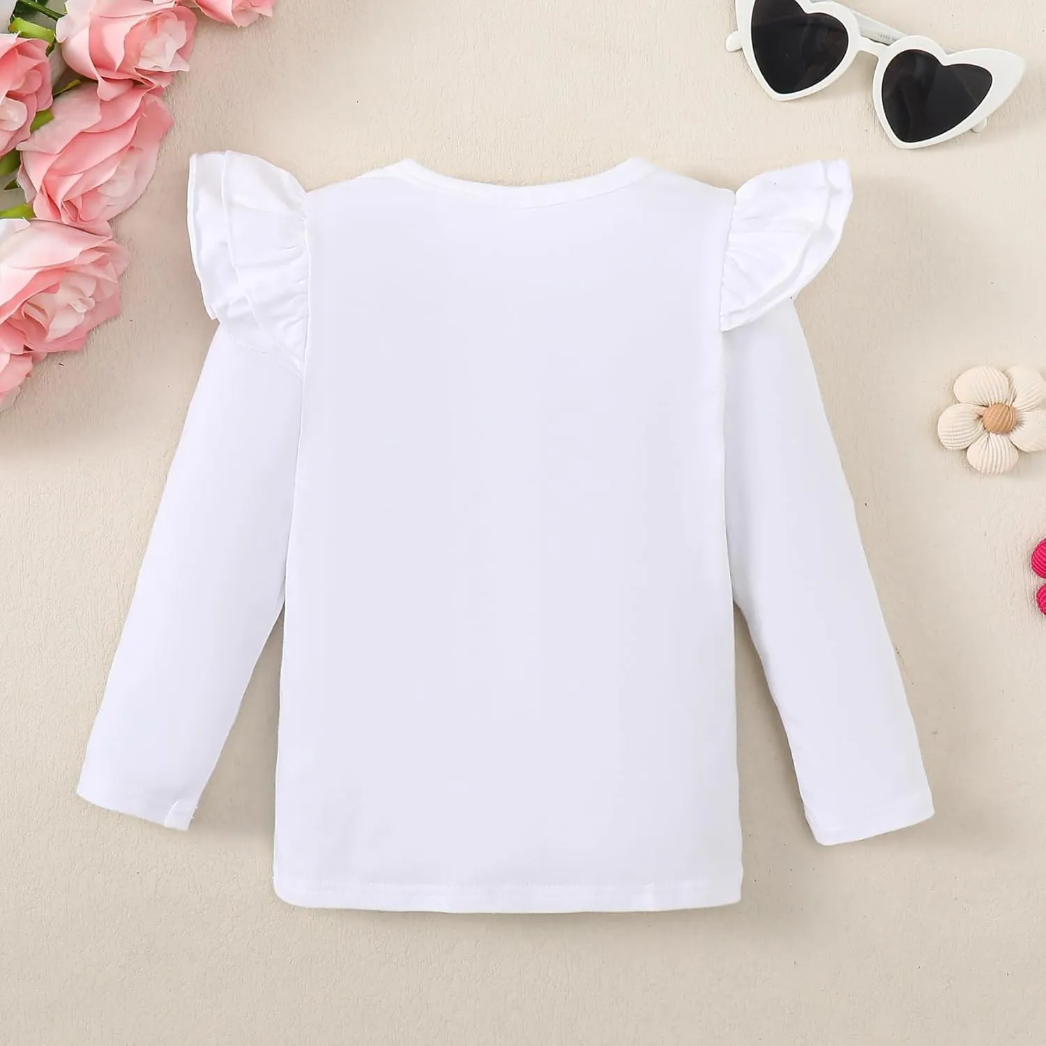 Magic Park 12M-7Y Baby Girl Blouse Toddler Ruffle T-Shirts Kids Girl Solid Color Tee Casual Tops for Girls