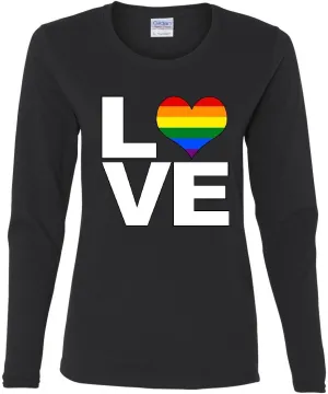 Make Love Gay Pride LGBTQ Rainbow Women's Long Sleeve T-Shirt Tee