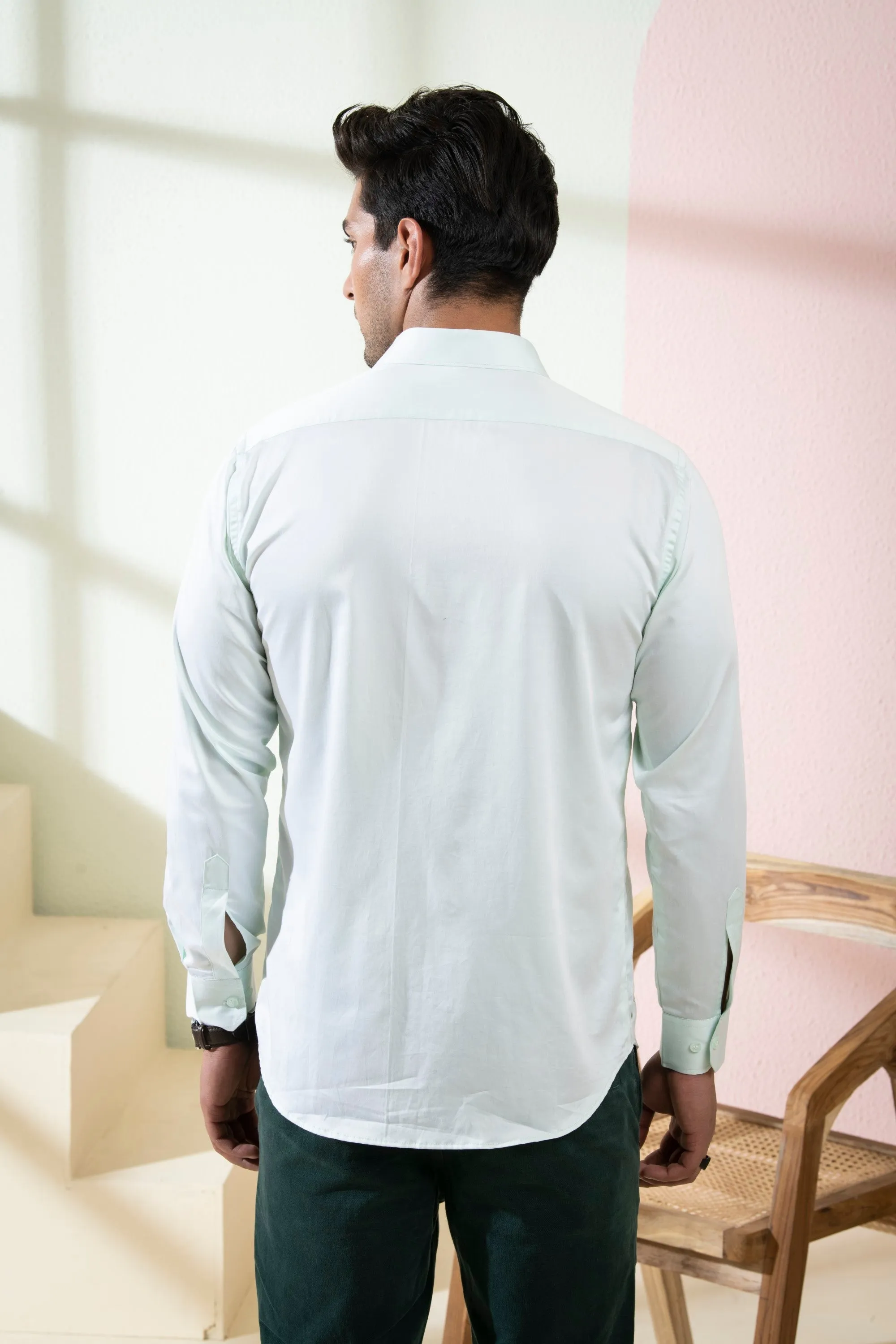 Men's Light Green Color Birdie Full Sleeves Shirt - Hilo Design