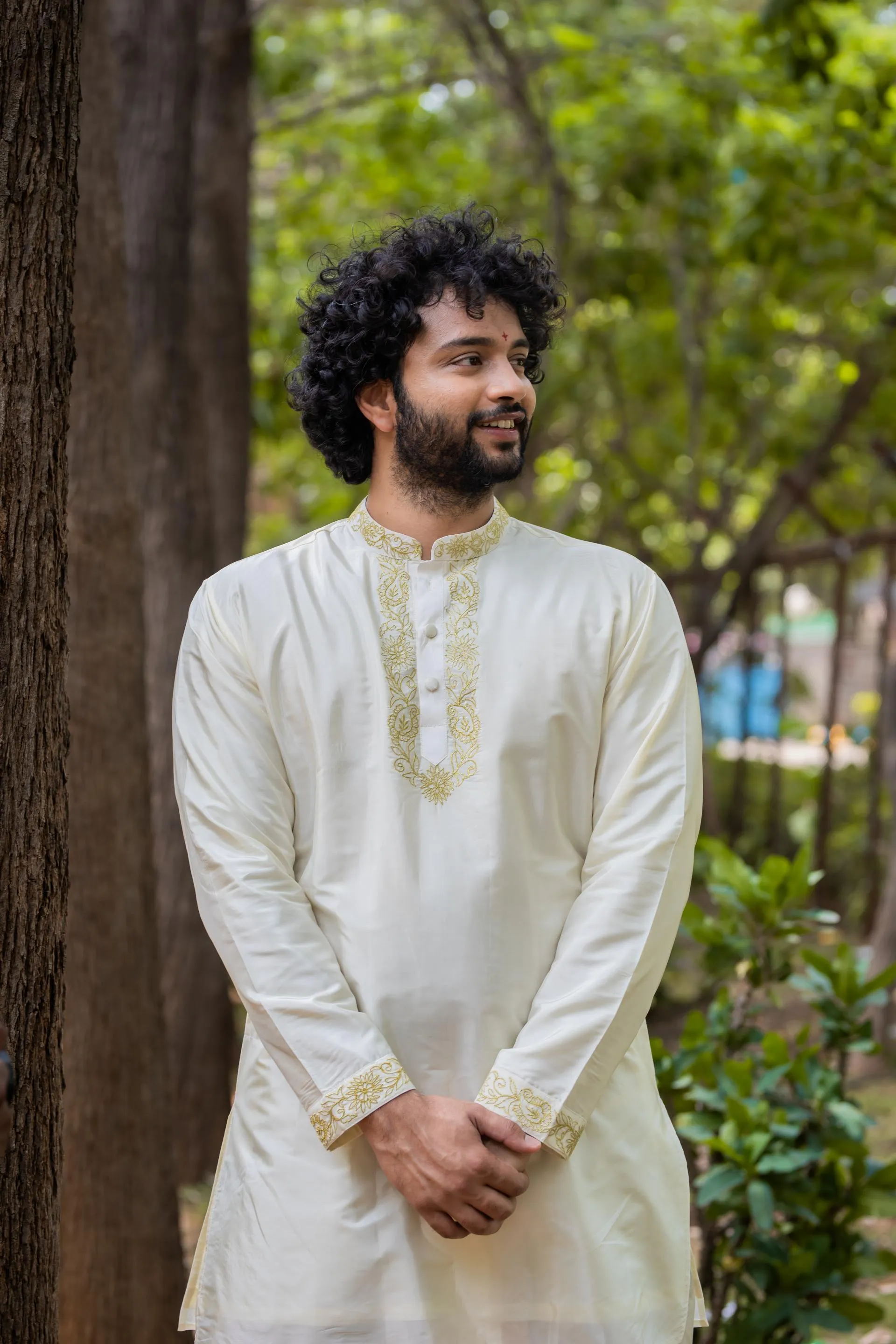 Men's Machine Embroidered Pattu Set - Hilo Design