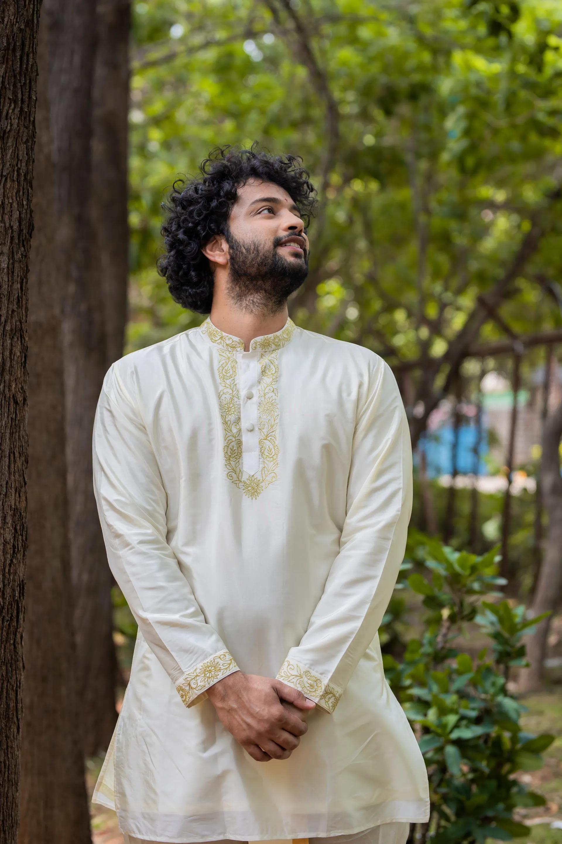 Men's Machine Embroidered Pattu Set - Hilo Design