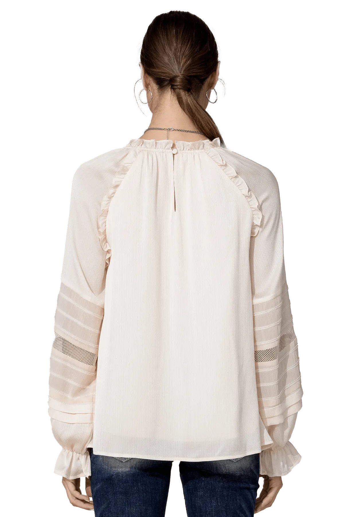 Miss Me White Satin Effect Long Sleeve Top