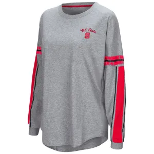 NC State Wolfpack Colosseum WOMEN'S Gray "Mast" Oversized LS T-Shirt