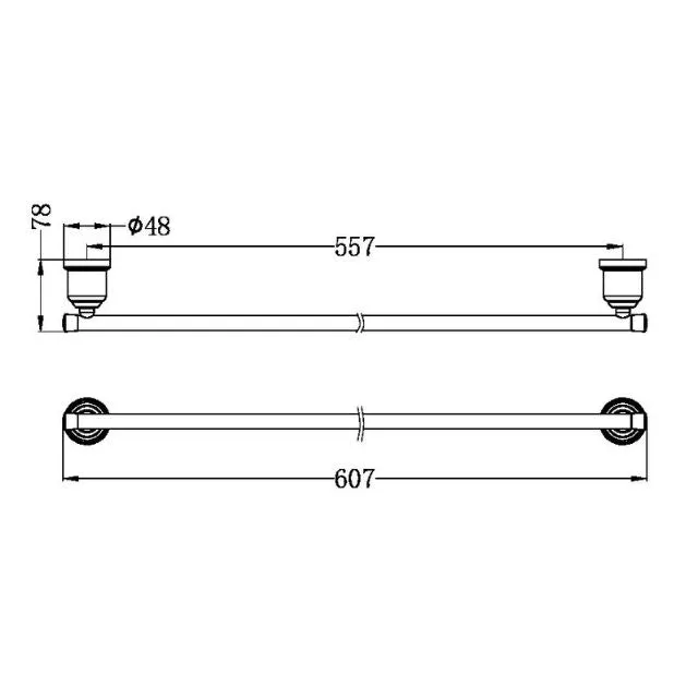 Nero York Single Towel Rail 600mm Matte Black