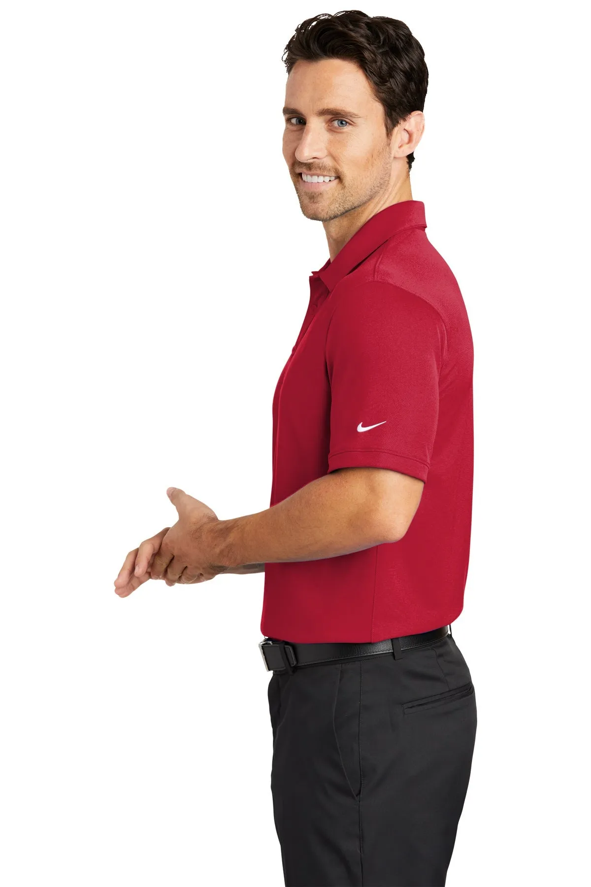 Nike Dri-FIT Icon Pique Modern Fit Custom Polos, Gym Red