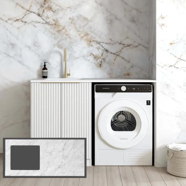 Otti Noosa Fluted White 1300mm Laundry Cabinet Set