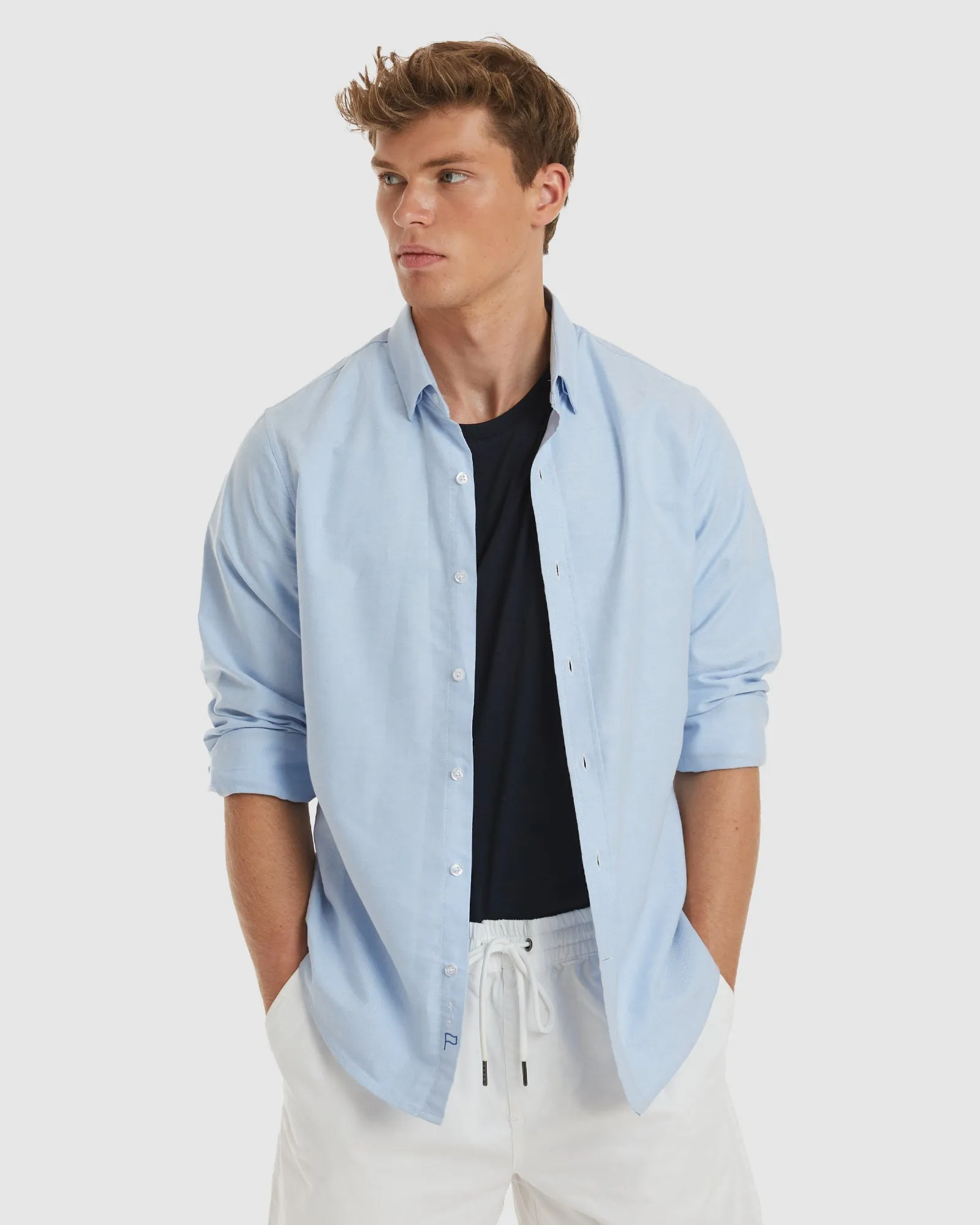 Oxford-Casual Blue Cotton Shirt