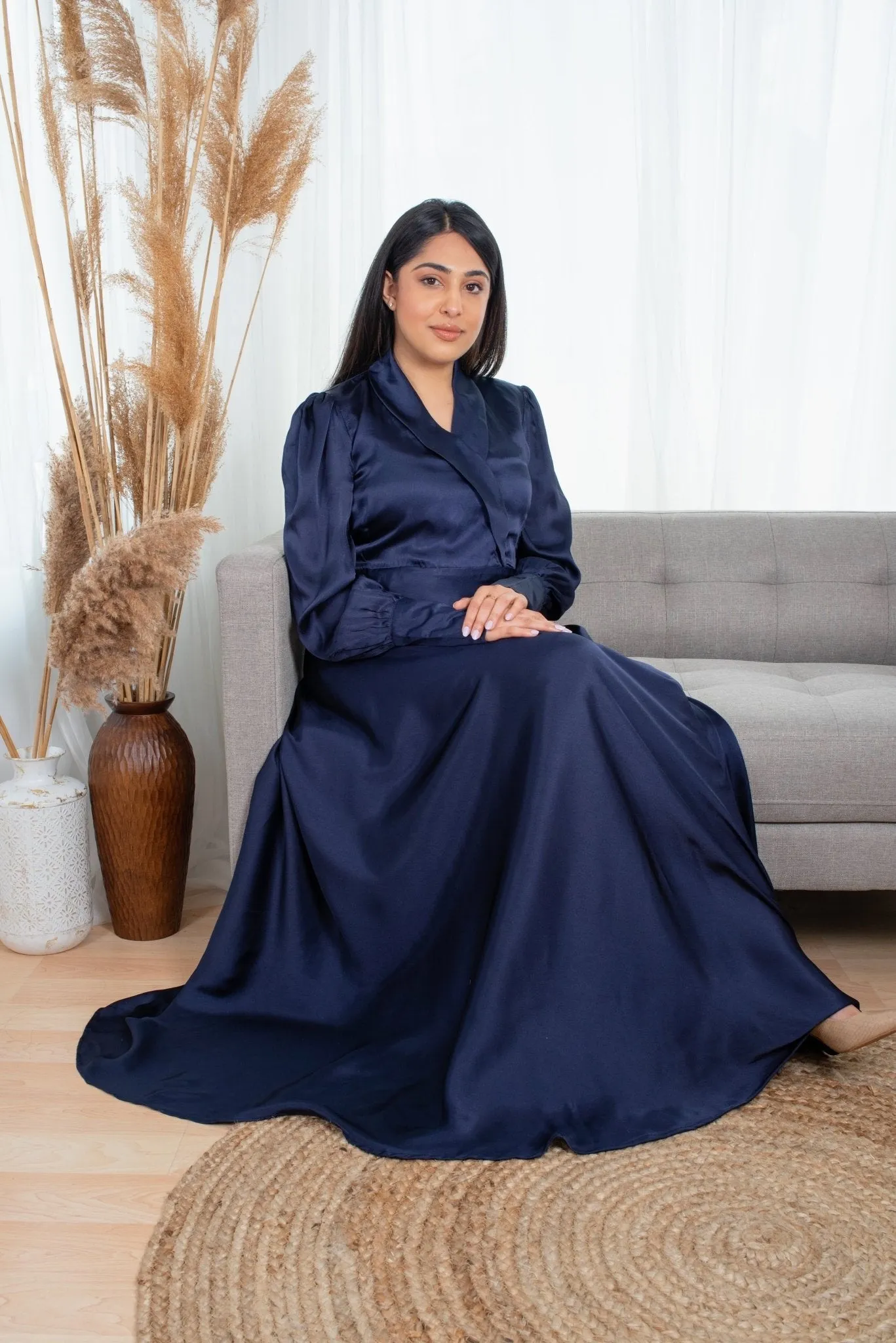 Perfect Elegant Dress for Every Occasion Dark Blue Colour long Sleeves Dress - CLEARANCE