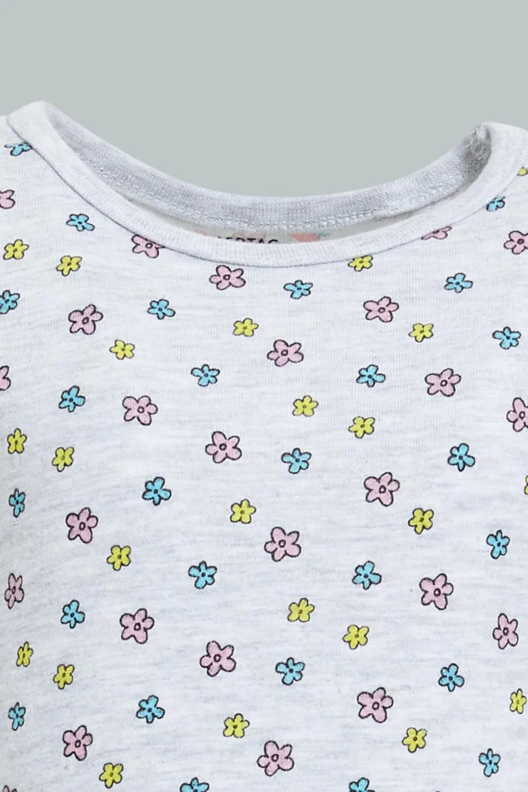 Pink And Grey Printed Pyjama Set For Baby Girls (Pack of 2)