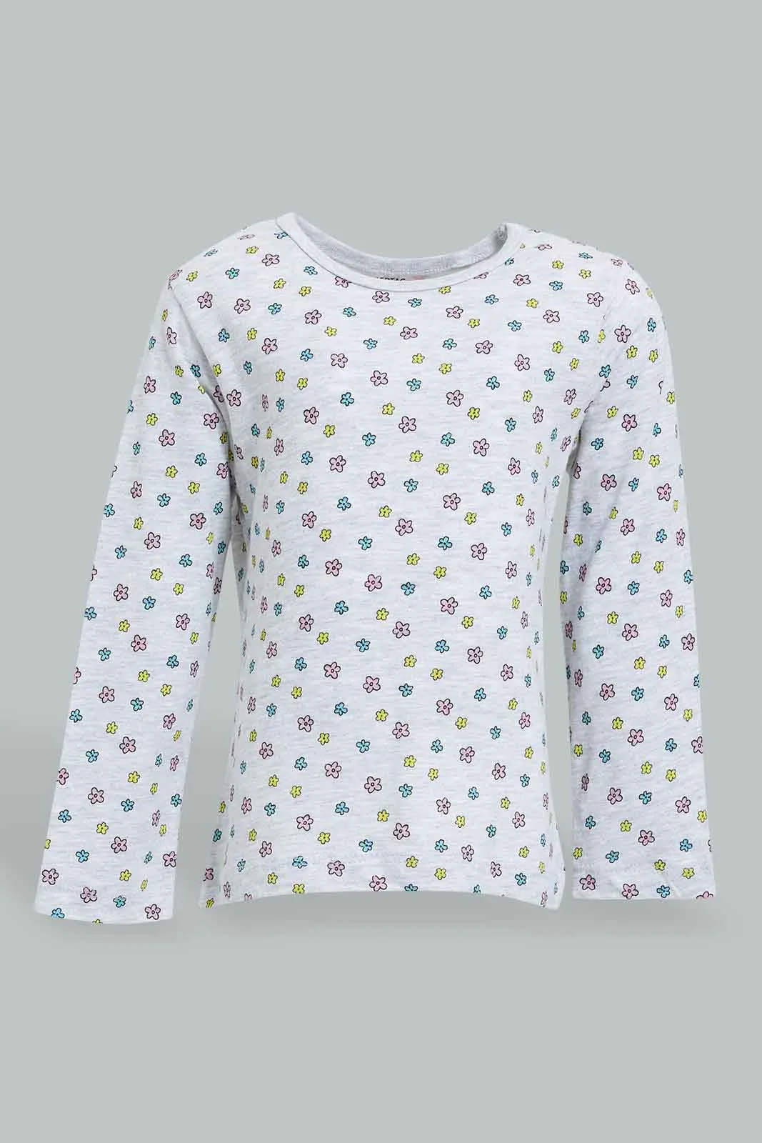 Pink And Grey Printed Pyjama Set For Baby Girls (Pack of 2)