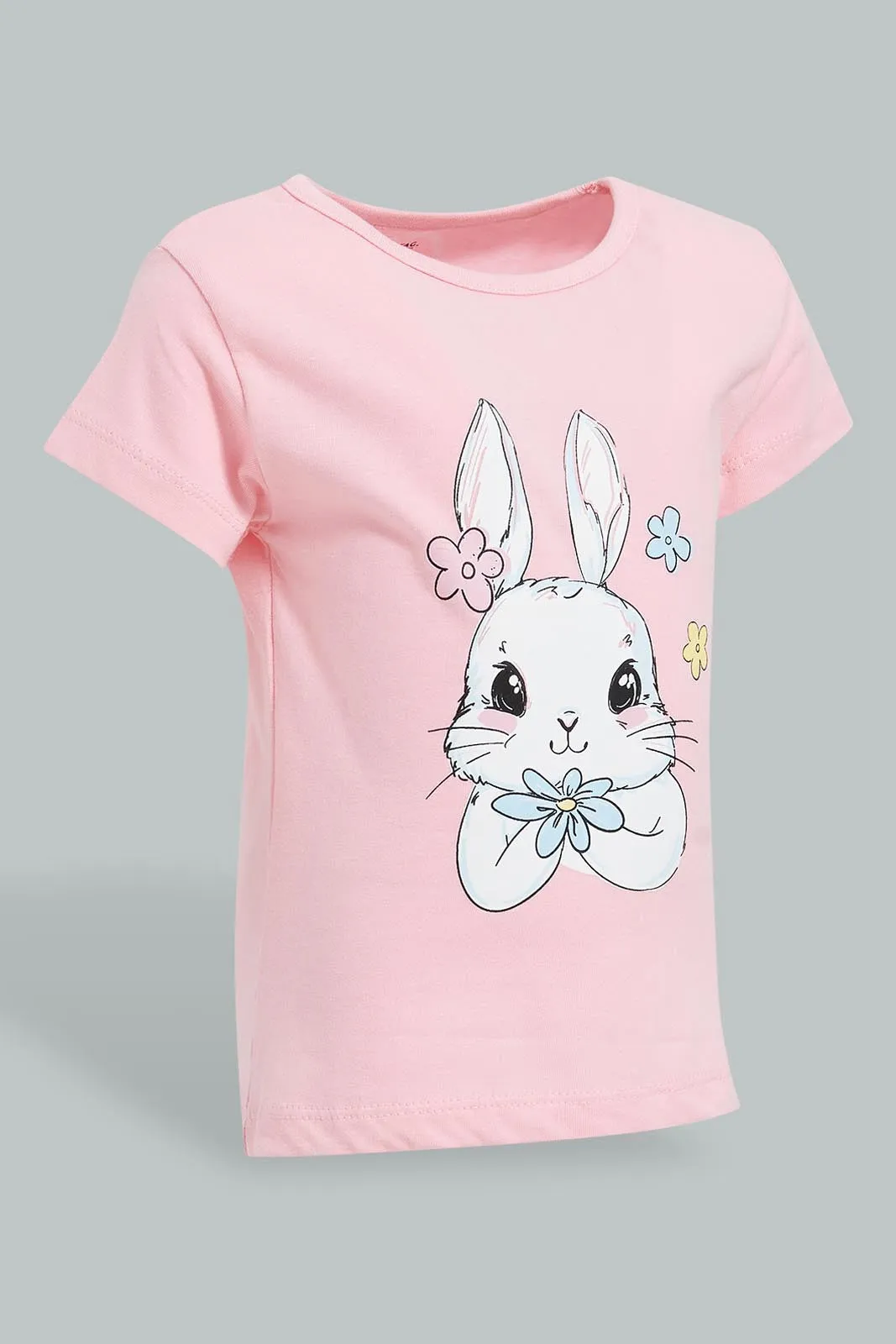 Pink And Grey Printed Pyjama Set For Baby Girls (Pack of 2)