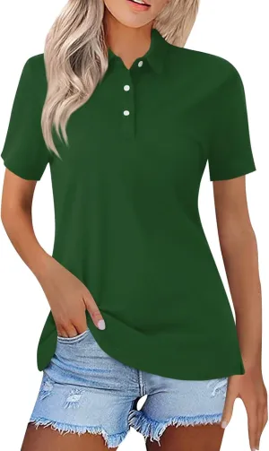 Polo Shirts for Women,2024 Summer Trendy American Flag Print 4Th of July Tops,Button V Neck Short Sleeve T-Shirts