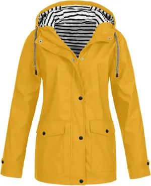 Rain Jackets Women Lightweight Waterproof Plus Size Raincoat with Hood, Fall Long Packable Windbreaker Poncho