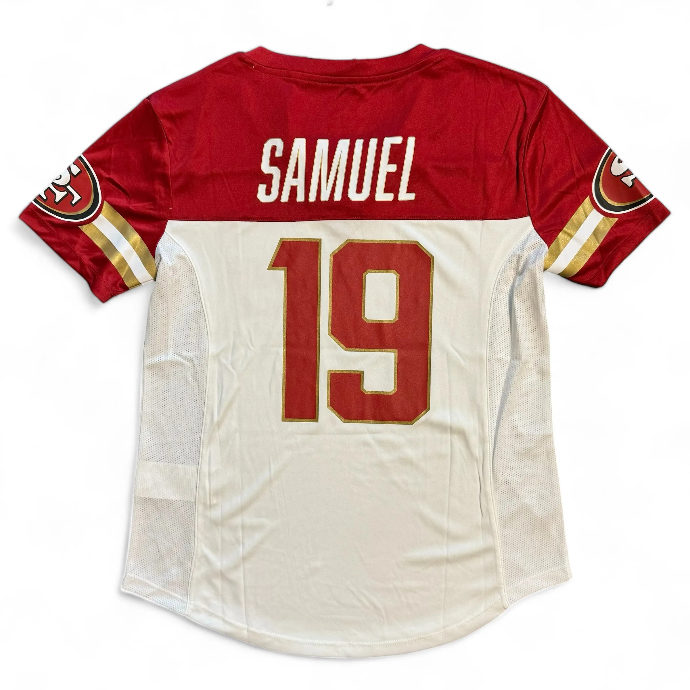 San Francisco 49ers Deebo Samuel Women's Blitz & Glam Lace-Up V-Neck Jersey T-Shirt