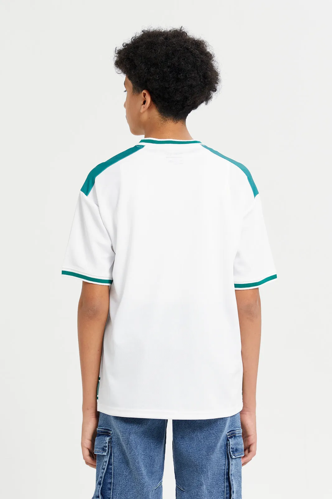 Senior Boys White Grabbed T-Shirt