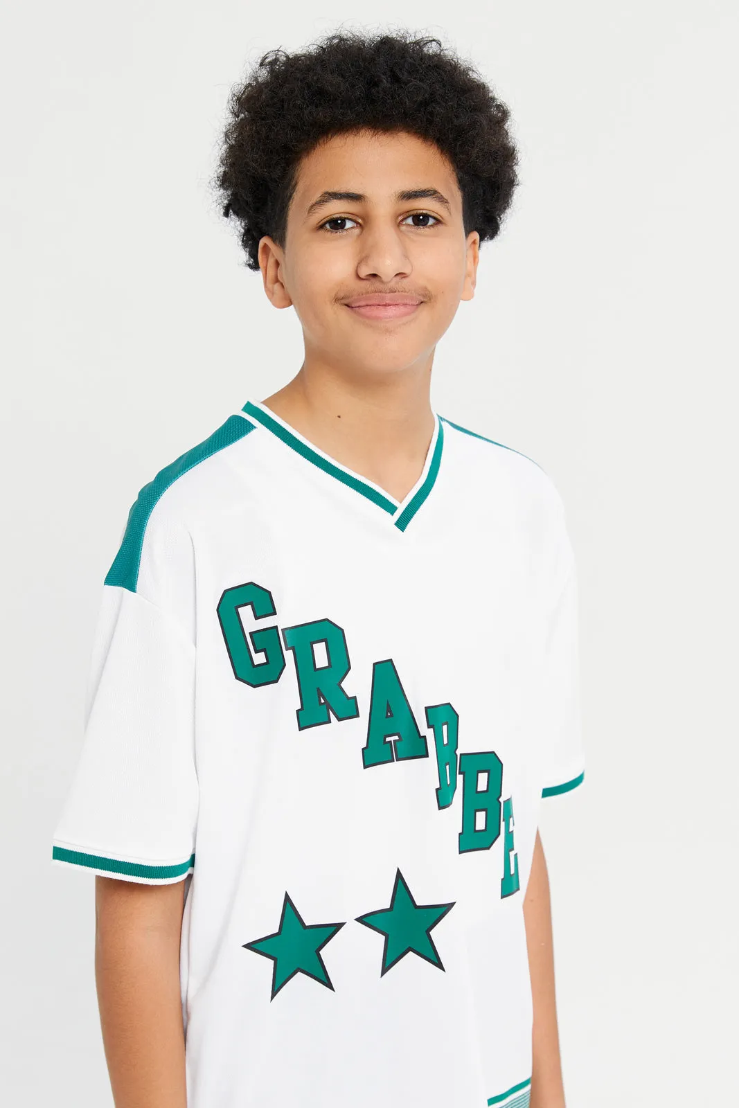 Senior Boys White Grabbed T-Shirt