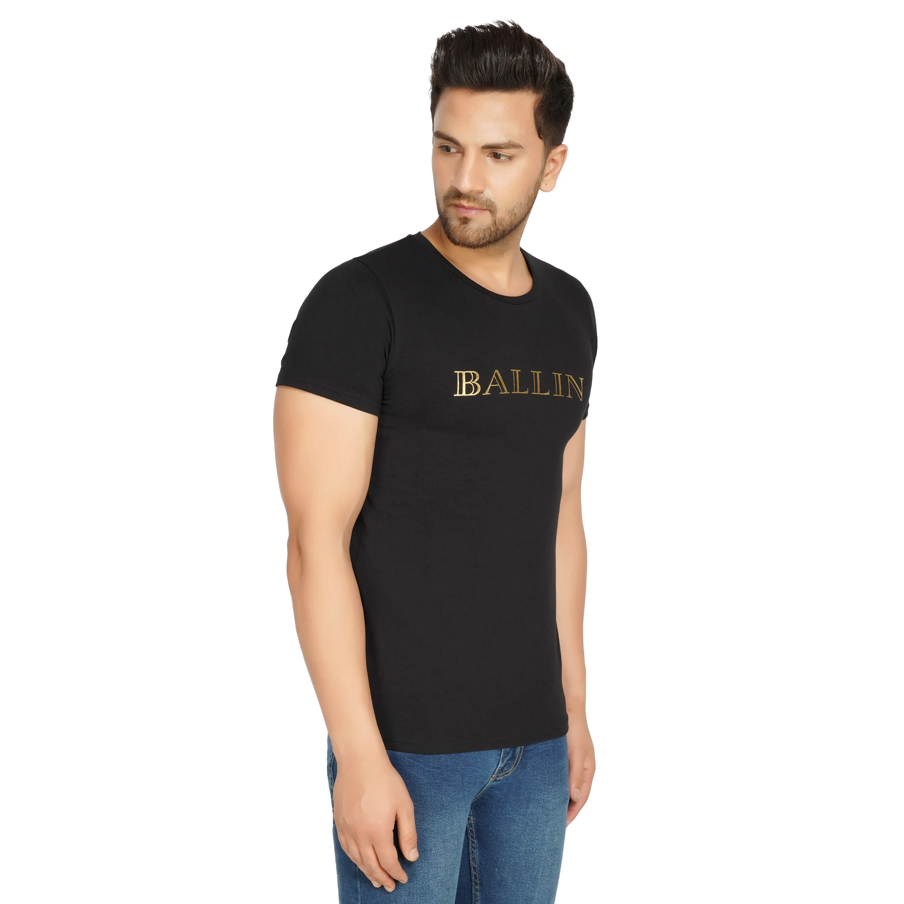 SLAY. Men's BALLIN' Edition Gold Foil Print T-shirt Matte Finish