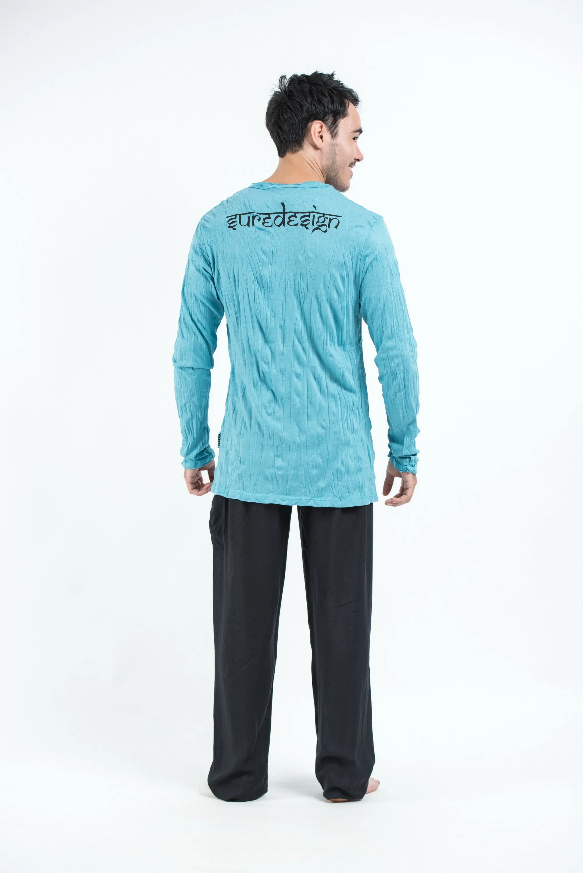 Unisex Om and Koi Fish Long Sleeve T-Shirt in Turquoise