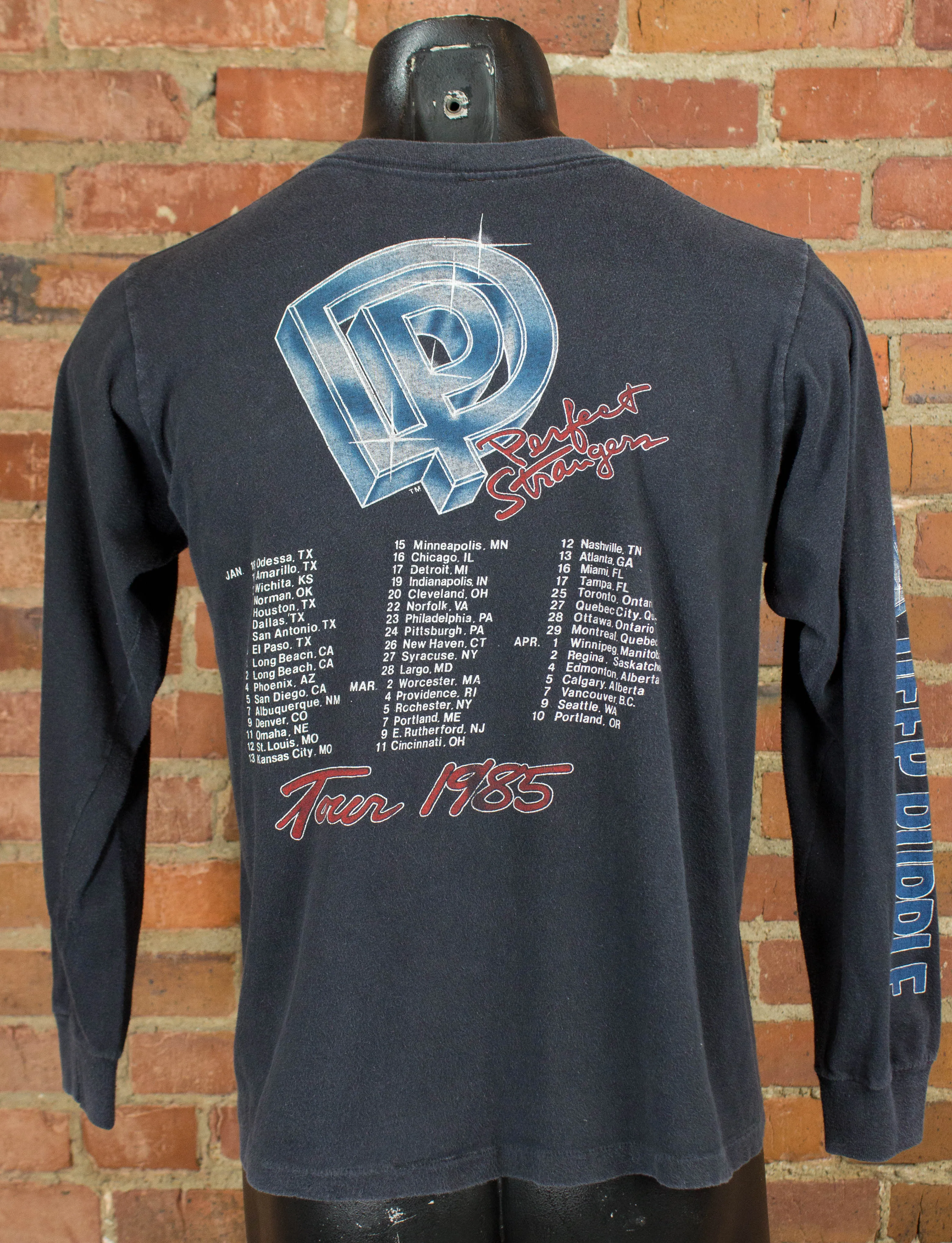 Vintage Deep Purple Concert T Shirt 1985 Perfect Strangers Tour Black Long Sleeve Medium