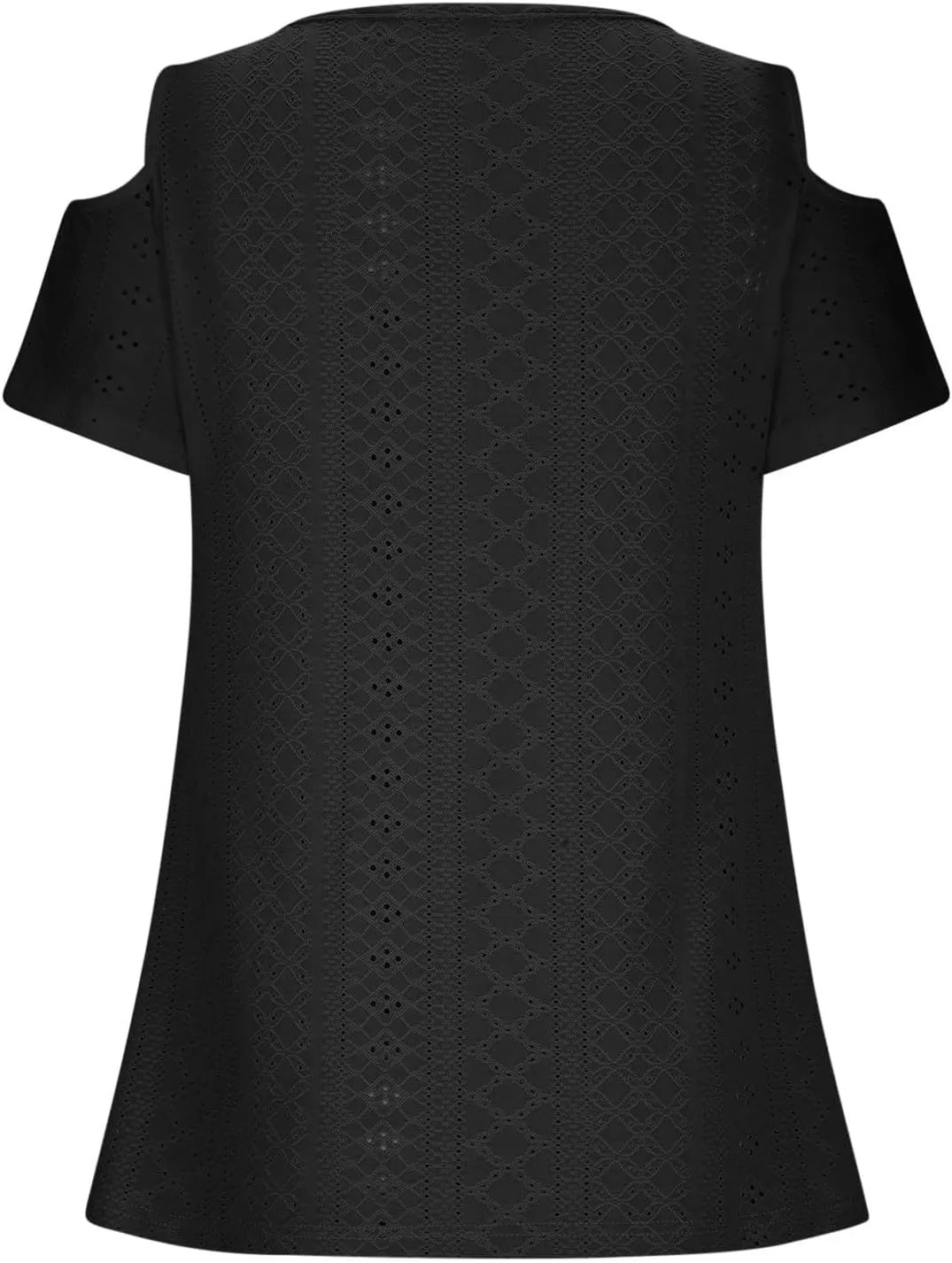 Women Cold Shoulder Eyelet Blouse Short Sleeve Cowl Neck Cut Out Tunic Top Dressy Casual Trendy Open T Shirts