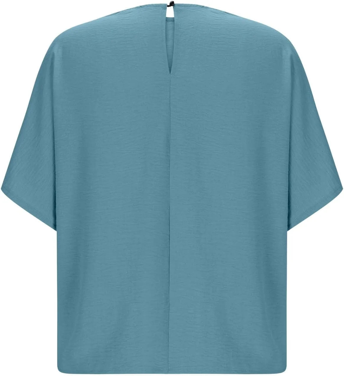 Women's Fashion Batwing Sleeve Shirts Round Neck Tie Knot Side Blouse Oversized Textured Tops Solid Color Tee Tunics