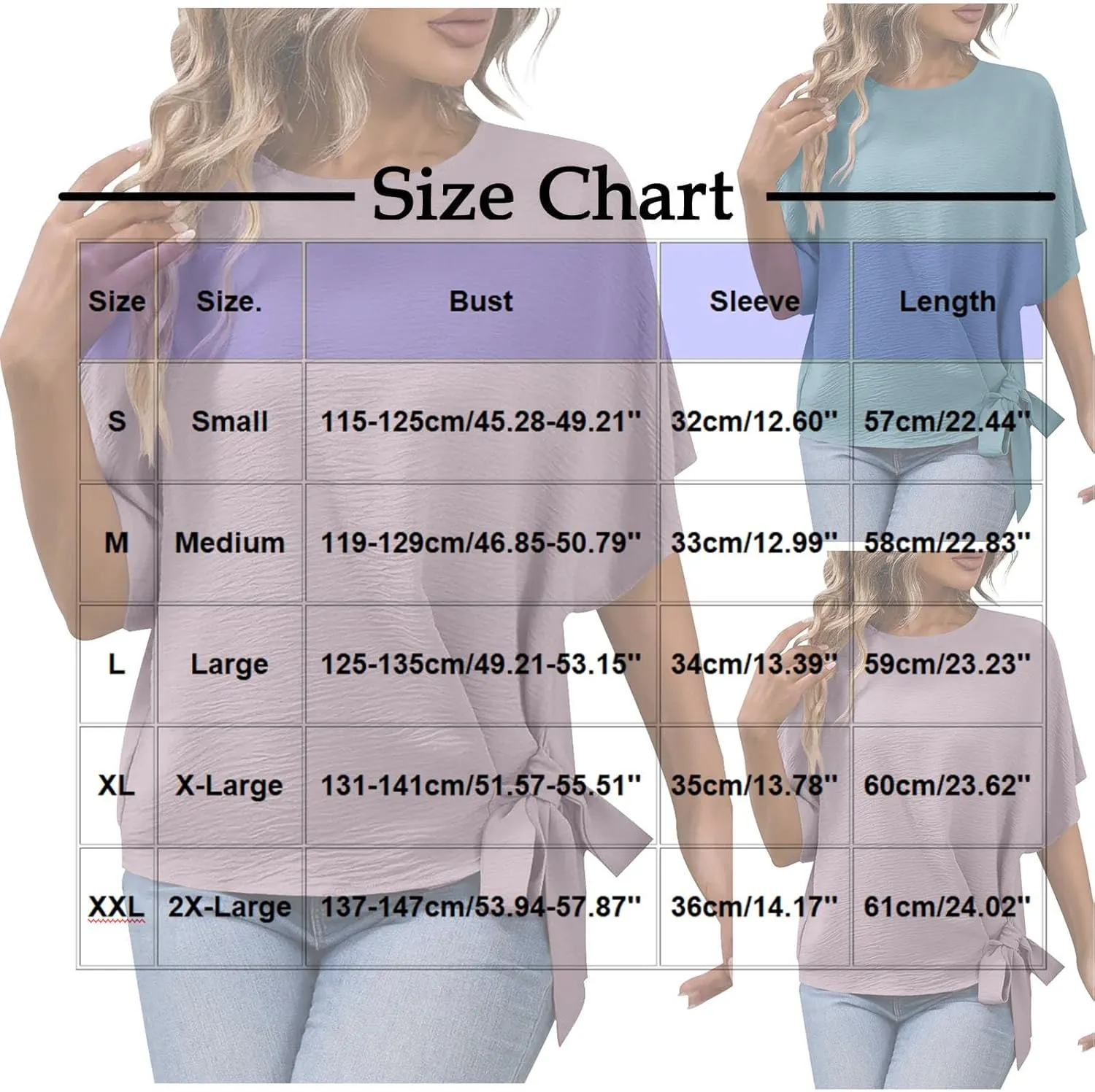 Women's Fashion Batwing Sleeve Shirts Round Neck Tie Knot Side Blouse Oversized Textured Tops Solid Color Tee Tunics