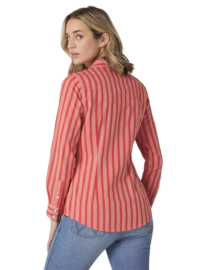 Wrangler Women's Striped Long Sleeve Snap Shirt